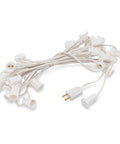 C9 Light Strings For Outdoor Holiday Decor, 100 Foot White Cord With 12 Inch Socket Spacing, E17 Stringer Base, unplugged view