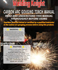 K3000 Carbon Arc Gouging Torch System 600 Amp manual cover with safety warnings and sparks in background