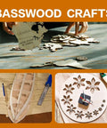 Basswood sheets pack, 12x12 inch, 3mm thick wood; collage with laser-cut floral clock and map pieces.