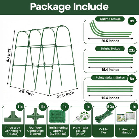 U Shape Garden Trellis For Raised Bed 48 By 48 Inch No Tools Required Setup In A Jiffy Climbing Plant Support For Cucumbers Peas parts included