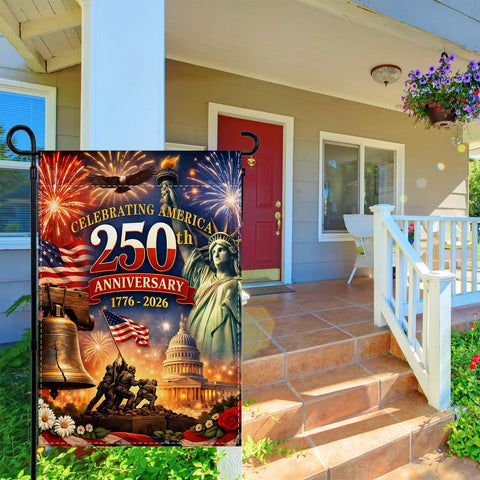 Patriotic Garden Flag Celebrating 250th Anniversary USA 1776 2026 12.5x18 Inches Fade Resistant Polyester Yard Flag For Standard Flagpole
