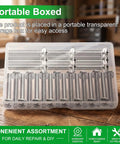 Tough As Nails Thirty Piece 304 Stainless Steel Machine Screws Size 8 32 One Point Five Inch Phillips Pan Head Fasteners in storage box.