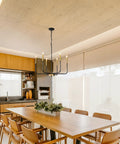 Farmhouse Six Light Chandelier In Black And Gold Dope Modern Candle Pendant Lights For Dining Room Adjustable Hanging Fixture Over Table