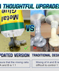 Comparison of Tough As Nails Heavy Duty Metal Repair Glue Epoxy updated vs traditional design with clear mixing ratio