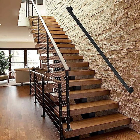 Rock Solid Eight Point Two Foot Modern Wrought Iron Grab Rail With Heavy Duty Wall Mount Brackets Smooth White Finish Kickass Strength For Indoor Outdoor Stairs Decks And Porches by a stylish staircase
