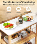 Outdoor Wooden Sideboard With Marble Look Countertop And Three Tier Acacia Buffet Organizer for patio entertaining.