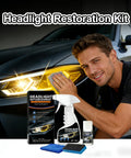 Man using 10X Brighter Headlight Restoration Kit With Pro Grade Cleaner And Sealant That Erases Yellowed, Cloudy Lenses In Minutes Without Grinding