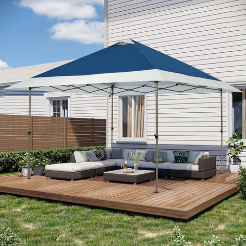 13x13 No Fuss Quick Setup Pop Up Canopy Tent Shelter With Wheeled Carry Bag Portable Commercial Gazebo For Outdoor Events Includes Sandbags Stakes And Ropes Navy That Stays Stable In Wind on a patio
