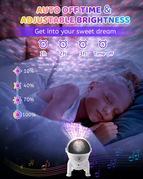 Lit Cosmic Night Sky Projector For Kids And Adults with 360 Degree Adjustable Light and sleeping child