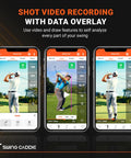 SC300i Portable Golf Launch Monitor And Swing Analyzer interface on smartphone, showing real-time shot data tracking features.