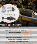 Beefy Heavy Duty Hydraulic Wood Log Splitter Pump Kit With 22 GPM At 4000 PSI, 2 Stage Aluminum Gear Pump, hydraulic directional valve
