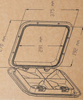 Heavy Duty Black Marine Boat Deck Access Hatch Cover With UV Stabilized ABS Lid And Low Profile Base dimensions and design details