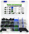 Pro Quality 373 Piece Weather Pack Series Wiring Kit With 10 To 20 Gauge Terminals Male And Female Quick Disconnect Splice For 20 Amp Systems Heavy Duty Sealer Connectors Includes Removal Tool, open case