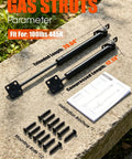 20 Inch Gas Strut Lift Supports For Heavy Duty Toolbox And Storage Trunk Lid With 100 Lbs Force 445N shown with mounting bolts.