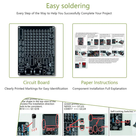 Easy soldering instructions for LED Soldering Kit For Adults DIY Electronics Project To Build A Moving Light Follow Light With Axis Movement