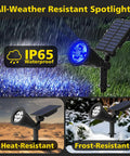 Blue Solar Spotlight Outdoor Lights Waterproof Auto On Off 180 Degree Adjustable illuminating under rain, snow and heat