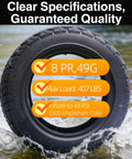 10 Inch Off Road Tubeless Tire 3.00-10 for Electric Scooters Motorcycles E-Bikes and Mopeds with specs over water