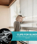 Thirty Piece Set Of Transparent Valance Clips For Window Blinds 2.5 Inch Hidden Track Holders on a window.