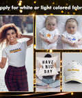 Sublimation Paper 8.3x11.7 Inch, 110 Sheets, 105G, used on light fabric T-shirts, cap, pillow, and baby clothes. Ideal for vivid transfers.