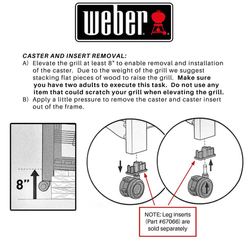 Genesis II Locking Caster Wheels Set For Grill Mobility, 2 Pack, Black, installation instructions detail