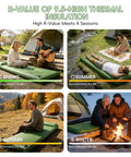Cloudlike Memory Foam Camping Sleeping Pad With Pillow, Foldable Self Inflating Mattress Pad shown in four seasonal setups