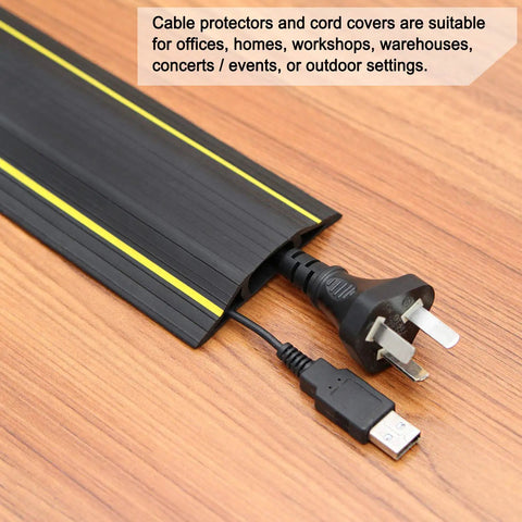 Heavy Duty Floor Cable Cover Protector For Office Home And Outdoor Use Tough Rugged Design With Three Channel Floor Cord Cover.