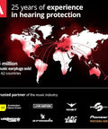 Map showing global reach of PartyPlug Ear Plugs For Concerts And Clubbing With 21dB Noise Reduction, music industry partners.