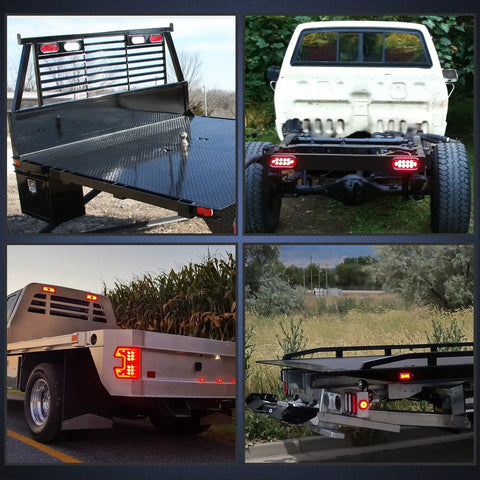 6 Inch Oval Red Beefy Bright LED Trailer Tail Lights 4 Pack With Flush Mount Grommets on various trucks and trailers