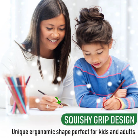Child and adult using 3 Step Pencil Grip Training Kit For Kids And Adults, Crossover Grip, Pinch Grip, And Standard Ergonomic Grips
