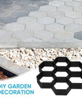Hexagon Concrete Mold For DIY Pathway And Garden Walkway, 7.2 By 6.7 By 1.3 Inches, Reusable Stone Pavement Mold displayed on gravel