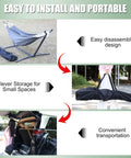 Free Standing Hammock With Stand Built For Tough Use 550 Lb Capacity Anti Flip Curved Spreader Bars Portable Heather Gray