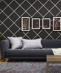 Self Adhesive Wall Molding Strips 9.8 Feet Long Flexible Pvc Border used in modern living room decor with framed photos.
