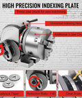 Heavy Duty Rock Solid Six Inch Cnc Rotary Table With Three Jaw Chuck And Dividing Head Bullseye Accuracy 40 To 1 Reduction Ratio for machining.