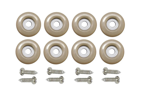 Heavy Duty 7/8 Inch Round Furniture Sliders Featuring Zero Friction Glide Tech For Slick Carpet And Wood Floor Moves While Shielding Surfaces From Scuffs Tan 8 Pack with screws, durable resin body