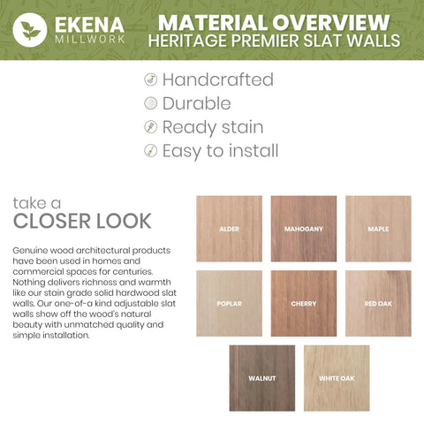 Top Shelf Solid Hardwood Adjustable Slat Wall Kit In Warm Walnut With Forty Hella Durable Stain Grade Planks For Sleek Home Organization and Easy No Sweat Setup Featuring Killer Real Wood Grain Texture Built To Last wood sample overview of various hardwoods