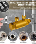 Close-up of Two Pack Stripped Screw Extractor Set for Damaged Faucets and Pipes, Heavy Duty Bolt and Thread Tool with wrench and pipe.