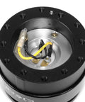 Race Steering Wheel Quick Release Kit For 6 Bolt 70mm And 74mm Hubs Gen 2.0 Black Body Black Ring, close-up of connection details