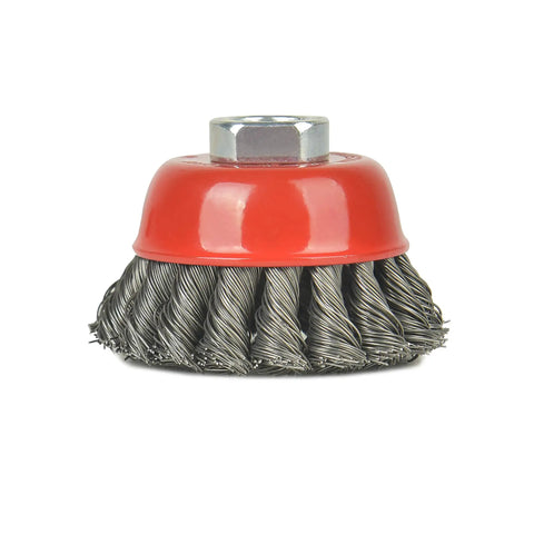 3 Inch Wire Cup Brush Set Four Pack Twisted Knotted Cup Brushes For Grinders With 5 8 11 Threaded Arbor For Angle Grinders Max RPM 12500