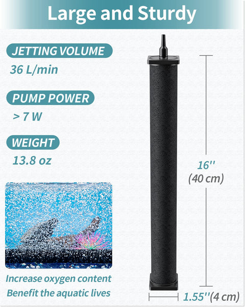 16 Inch Air Stone Cylinder Diffuser For Big Tanks, Ponds And DWC Systems, Dense Bubbles, High Flow Aeration Product Image