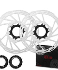 Centerlock Disc Brake Rotors 180mm 2 Pack With Lock Rings Stainless Steel For MTB BMX E Bike Road Bike Center Lock System Upgrade Includes 2 Rotors And 2 Lock Rings For Easy Install And Strong Braking On Mountain Road And City Rides.