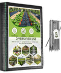 Package of Heavy Duty Weed Blocker Landscape Fabric 3ft By 50ft Polypropylene with 15 U-stakes for gardens and drives