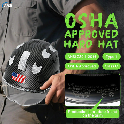Heavy Duty Vented Safety Helmet With Clear Face Shield, ANSI Compliant Hard Hat For Job Sites, Tough As Nails Ratchet Suspension And Matte Black Finish, Rock Solid Build For Hardworking Crews