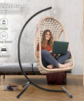 Heavy Duty Hammock Chair Stand For Indoor Outdoor Use, Built Like A Tank 2 Inch Powder Coated Steel C Stand Supports Up To 350 Lbs