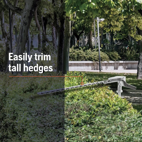 HA322 Hedge Trimmer Blade Attachment, 21 Inch Dual Sided Blade For Gas Trimmers in action pruning tall hedges
