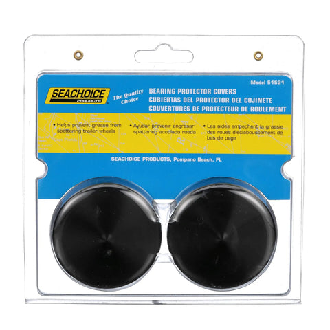 Packaging of Bearing Protector Covers For Boat Trailers Black Plastic Pack Of 2 Keeps Road Dirt Out And Grease From Splattering