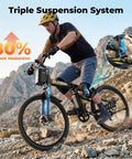 Foldable Electric Bike For Adults With 750W Peak Power, 26 Inch Wheels, 48V Long Range Battery, Up To 20 MPH And 50 Plus Mile Range, Dual Disc Brakes And Dual Hydraulic Suspension, Ideal For Commuting And Light Trail Riding on rocky trail