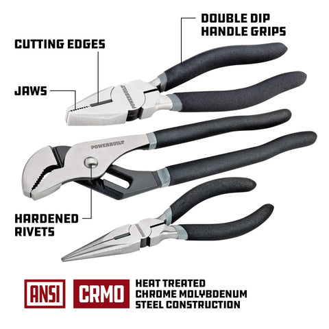 Pro Grade 8 Piece Master Pliers Set with Long Reach Diagonal Slip Joint Adjustable Linesman Groove Joint End Nippers and Long Nose Pliers