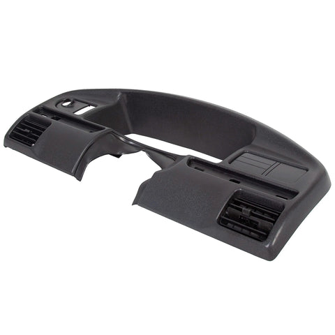 Instrument dash panel bezel replacement for 1992-1997 Ford Bronco and F-Series (gasoline engine), black plastic.