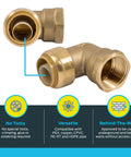 Three Quarter Inch Push To Connect 90 Degree Female Adapter Elbow Brass Plumbing Fitting For PEX Copper CPVC PE RT And HDPE Easy DIY Install Durable 90 Degree Elbow Connector