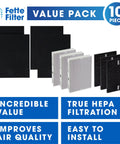 Easy Swap Replacement True HEPA Filter Kit for InSight Air Purifiers with 3 HEPA filters, 3 carbon filters, and 4 pre-filters.